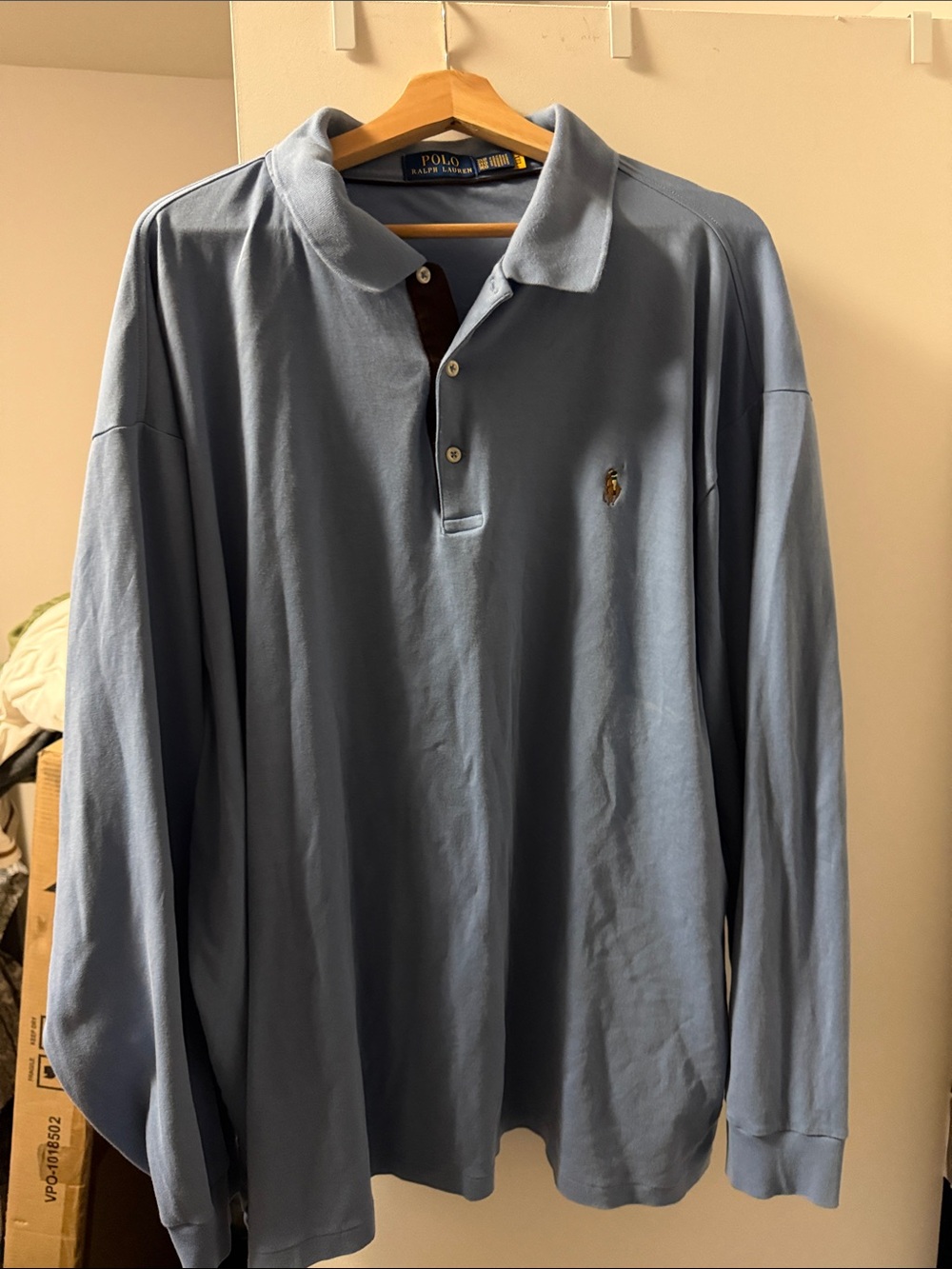 Ralph Lauren Long-Sleeve Polo Shirt in Dusty Blue